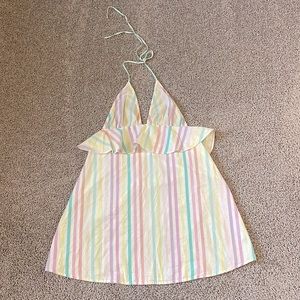 ASOS backless pastel rainbow dress